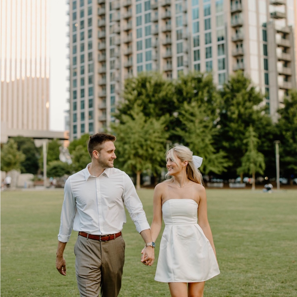 White strapless mini dress